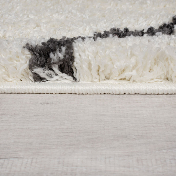 Teppich Hochflor Berber-Design - schimmernd KENT PEARL - Beige-Schwarz 80x150 cm_Rechteckig_