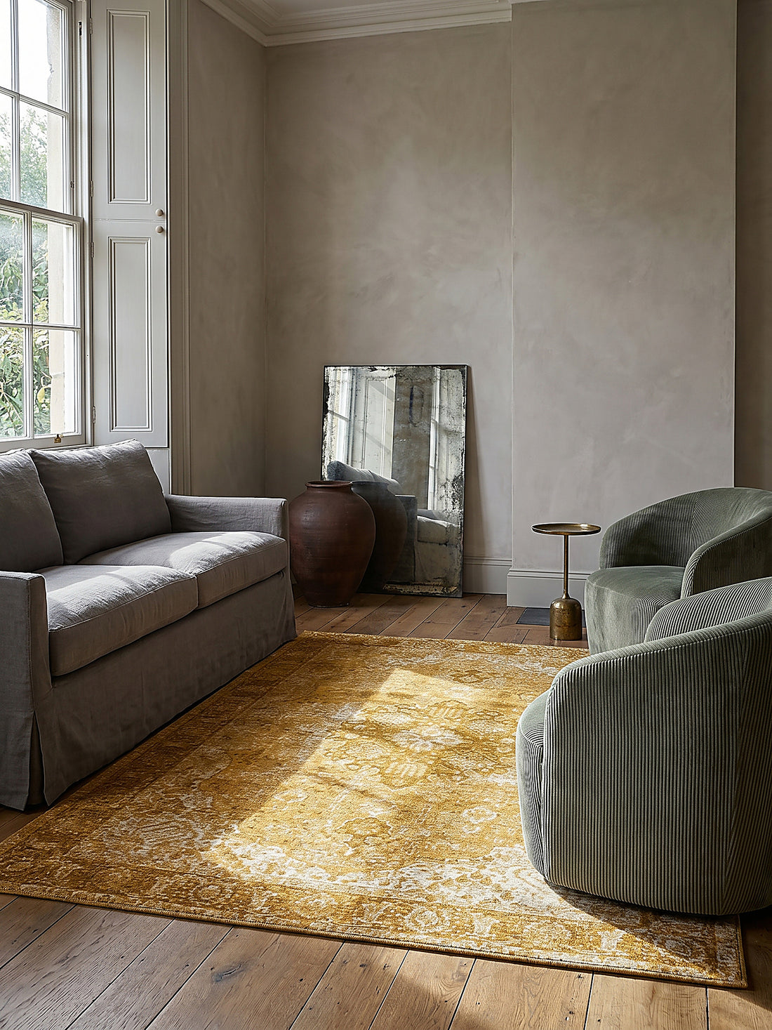 Teppich Senfgelb rechteckig Editorial Styling