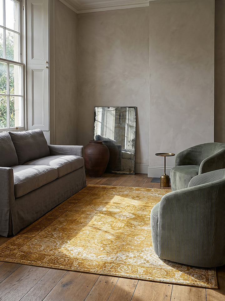 Teppich Senfgelb rechteckig Editorial Styling_
