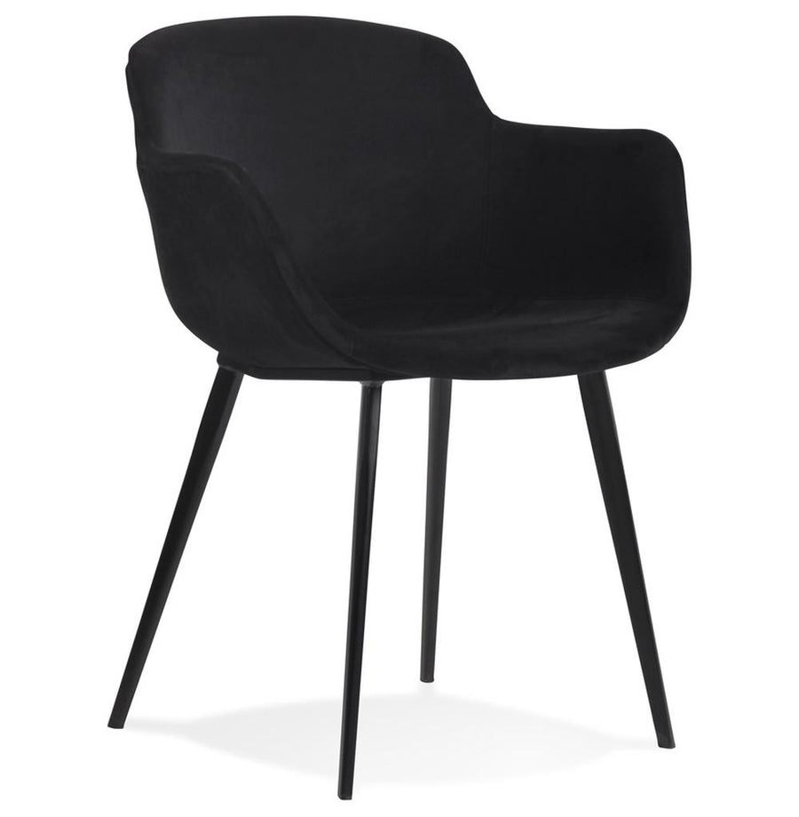 Schwarzer Esszimmerstuhl - Samtbezug - 59x54x80cm - geschwungene Rückenlehne - zeitlos für jedes Esszimmer - Kadima Design_