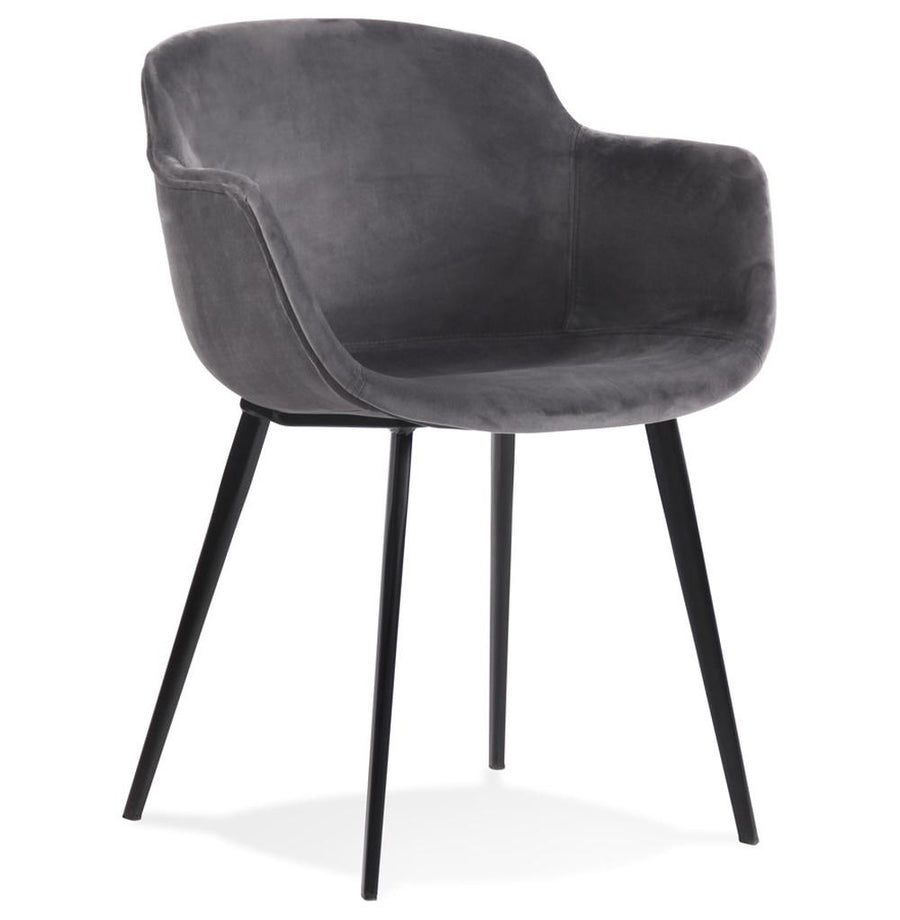 Anthrazitfarbener Esszimmerstuhl - Samtbezug - 59x54x80cm - geschwungene Rückenlehne - elegant für moderne Esszimmer - Kadima Design_