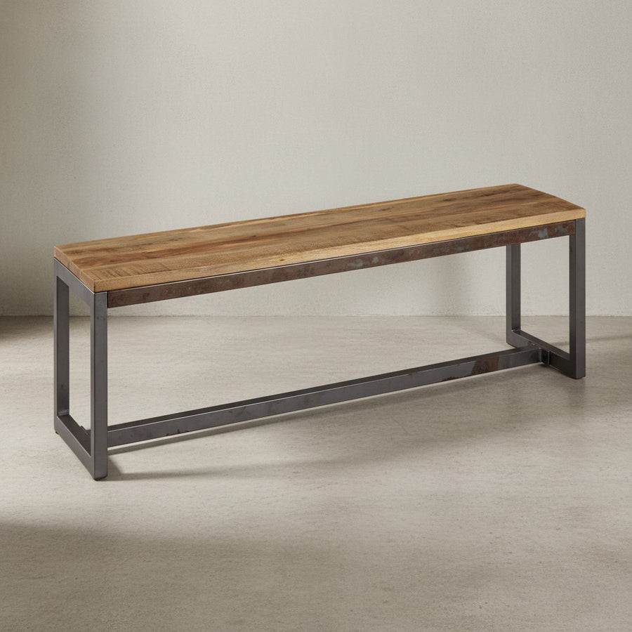 Vintage Esszimmerbank im Mangoholz-Stil mit Metallgestell_ Stabil &amp; Unikat - KADIMA DESIGN_Größe_ 120x45x46 cm_