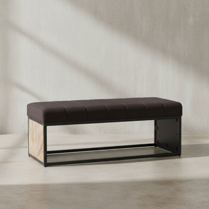 Vintage-Sitzbank_ Retro-Look_ Metallgestell_ Rillenmuster_ Platzsparend - KADIMA DESIGN_Größe_ 105x40x40 cm_