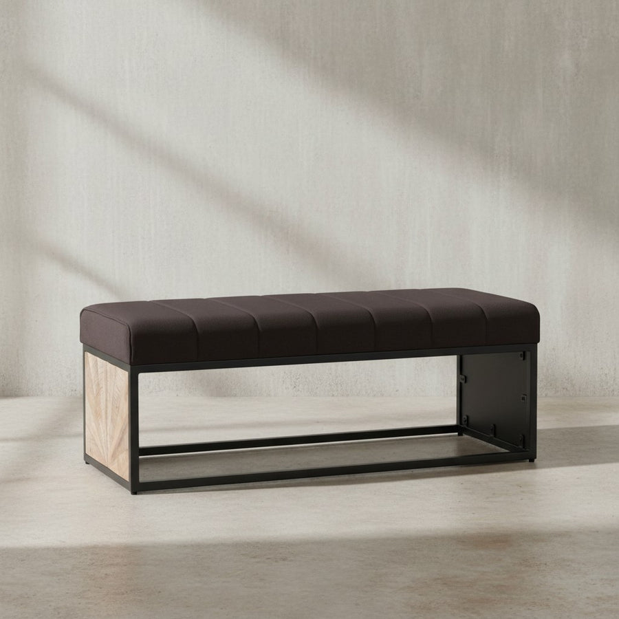 Vintage-Sitzbank_ Retro-Look_ Metallgestell_ Rillenmuster_ Platzsparend - KADIMA DESIGN_Größe_ 105x40x40 cm_