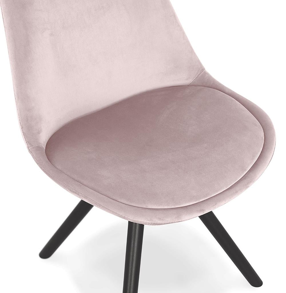 Rosa Retrosessel - schwarze Holzbeine und 44 cm Sitzbreite von Kadima Design_