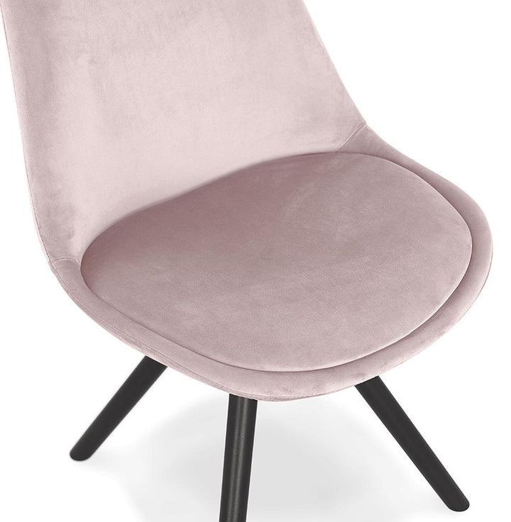 Rosa Retrosessel - schwarze Holzbeine und 44 cm Sitzbreite von Kadima Design_