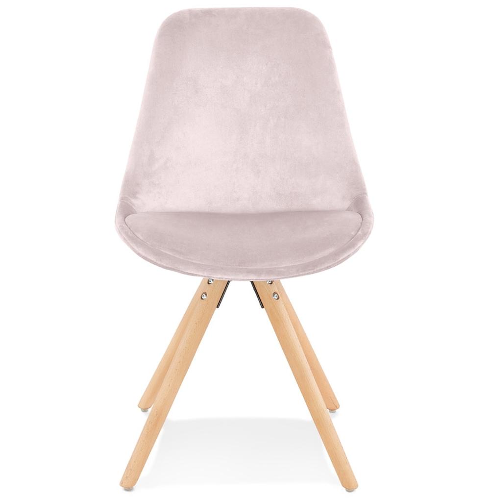 Esszimmerstuhl in Rosa - Naturholzbeine mit Samtbezug für weiches Ambiente von Kadima Design_