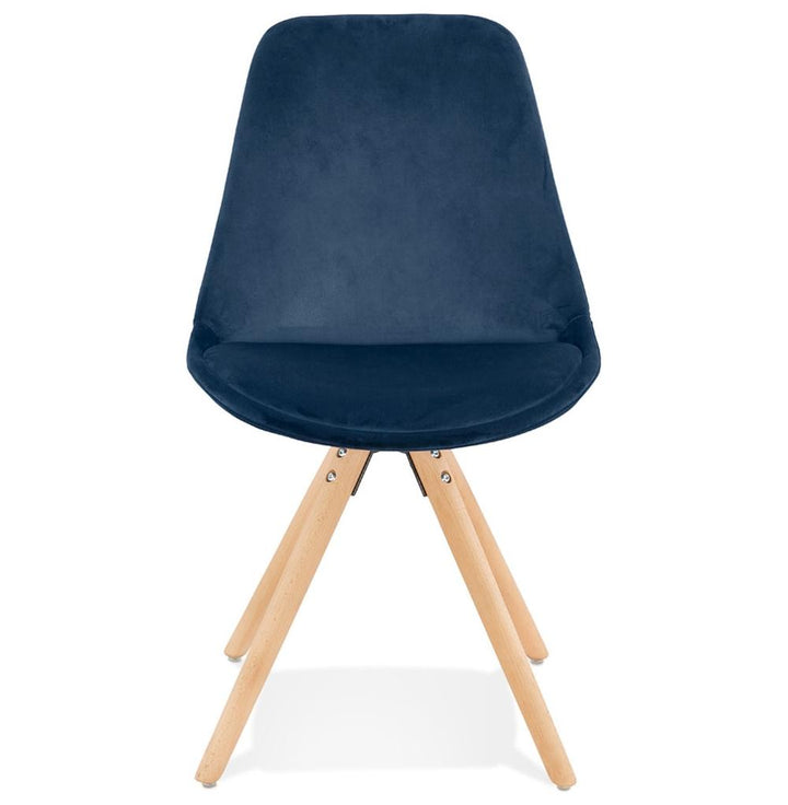 Esszimmerstuhl in Blau - Naturholzgestell mit Samtbezug für Wohnkomfort von Kadima Design_