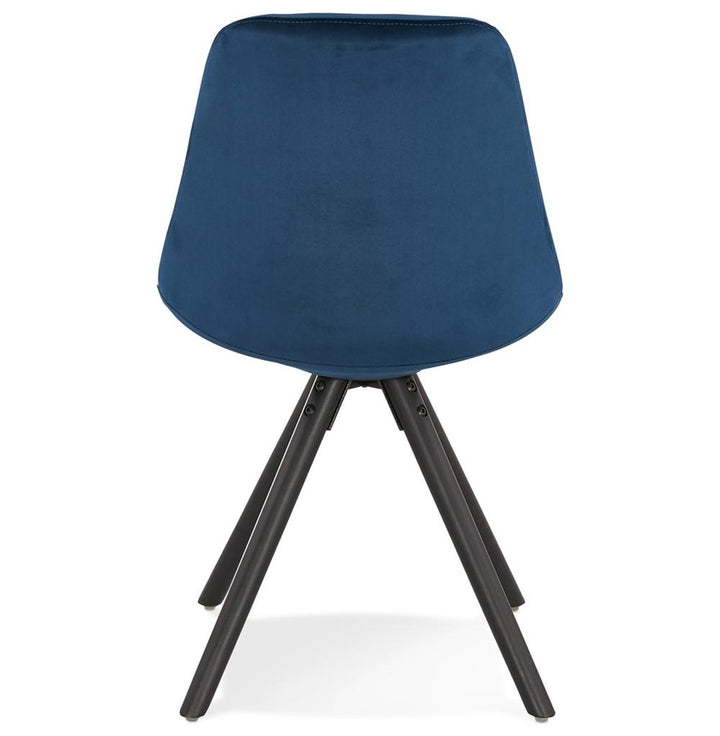 Retro Design Stuhl mit blauem Samtbezug - 40 cm Sitztiefe - perfekt für Wohnbereich von Kadima Design_