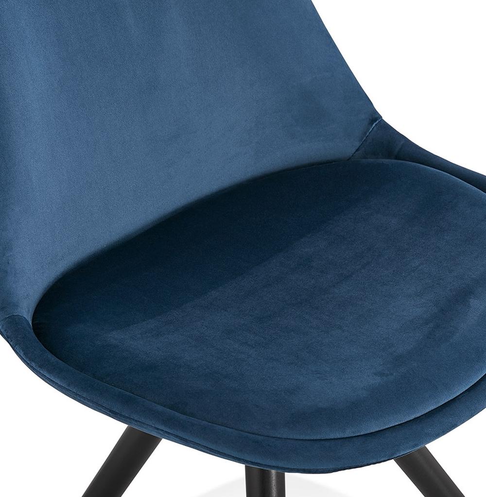 Designer Esszimmerstuhl in Blau - Vintage Look mit schwarzen Beinen von Kadima Design_