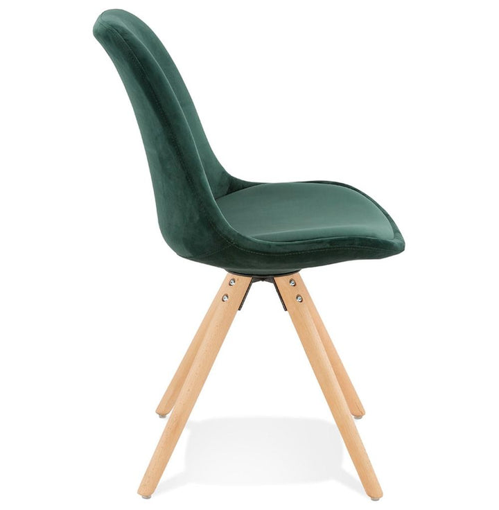 Designer Stuhl mit grünem Samt - 46 cm Sitzhöhe mit hellem Gestell von Kadima Design_