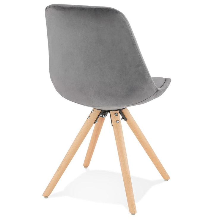 Designer Stuhl mit grauem Samt - 46 cm Sitzhöhe und helles Gestell von Kadima Design_