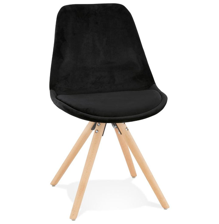 Schwarzer Samtstuhl mit hellem Holzgestell - eleganter Kontrast für moderne Einrichtung von Kadima Design_