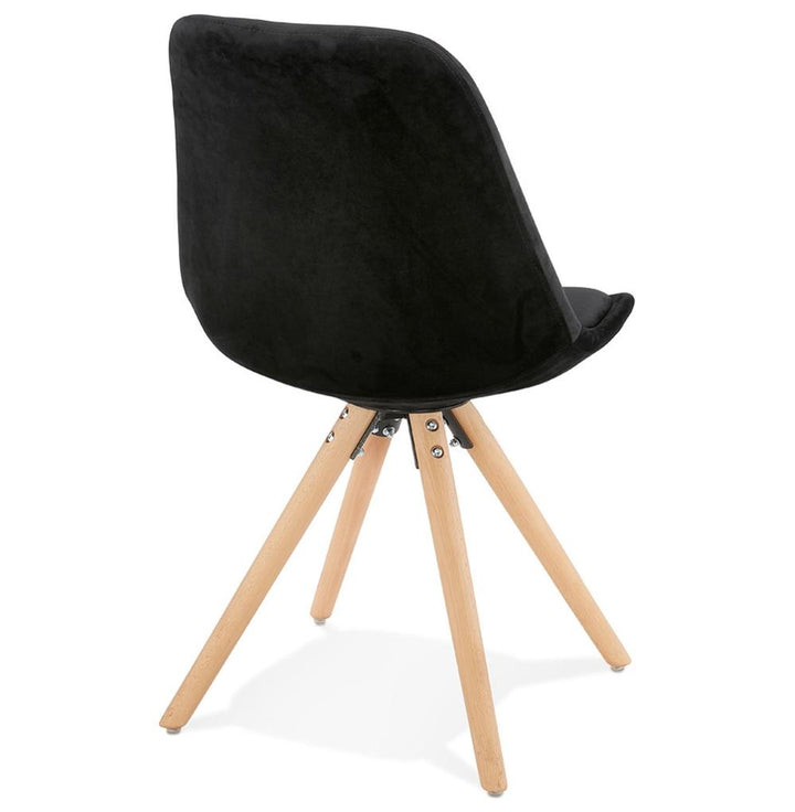 Designer Stuhl mit schwarzem Samt - 46 cm Sitzhöhe und Naturholzbeine von Kadima Design_