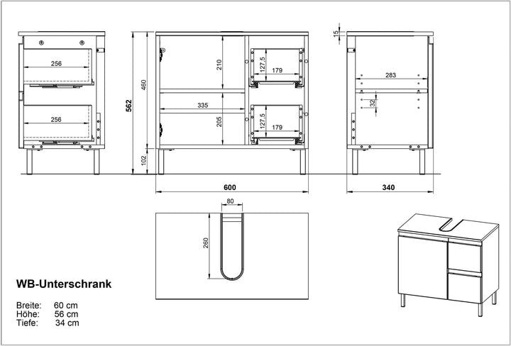 WB-Unterschrank VEER 60x34x56 in Weiß und Grandson-Eiche mit Chromfüßen_ mit Stauraum von Kadima Design_Größe_ 60x34x56 cm_#sku_BARK4330_559#