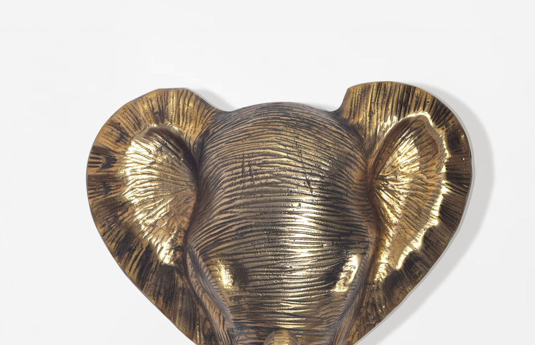 Wanddeko Elefant Aluminium goldfarben 41 cm im afrikanischen Stil