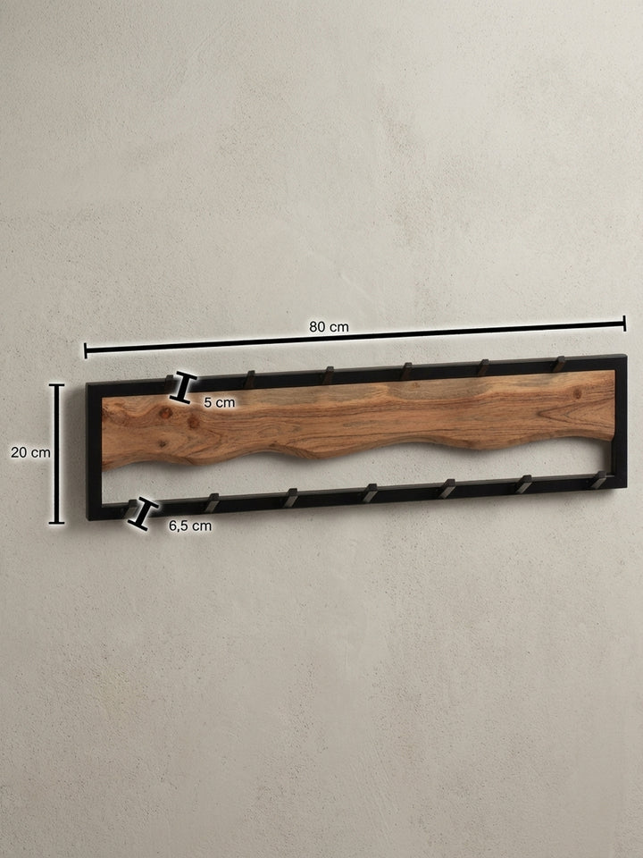 Technische Zeichnung der Wandgarderobe mit exakten Maßen: 80 cm Breite, 20 cm Höhe und 8 cm Tiefe für die perfekte Flurplanung._
