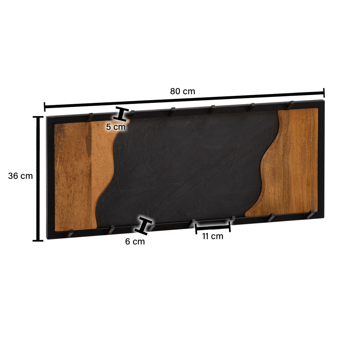 Wandgarderobe Mango Massivholz Steinoptik Modern 80x36x6 cm mit Wellenmuster