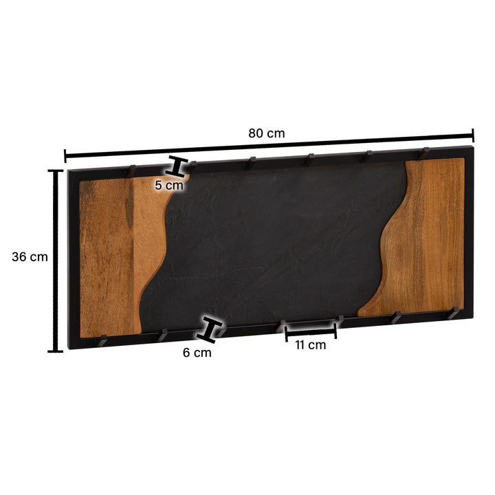 Wandgarderobe Mango Massivholz Steinoptik Modern 80x36x6 cm mit Wellenmuster