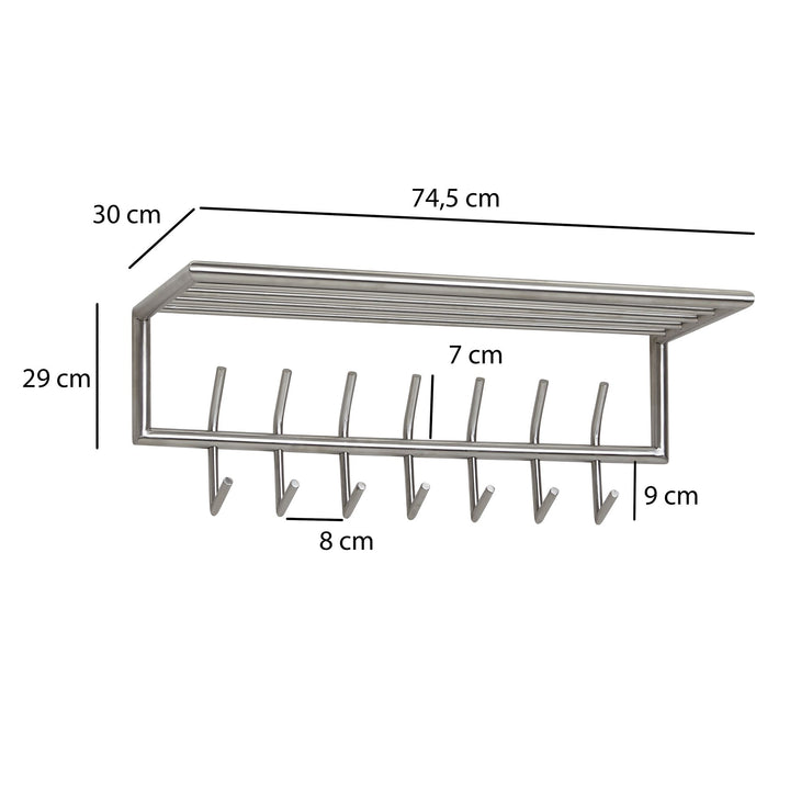 Wandgarderobe mit vielseitigen Aufbewahrungsmöglichkeiten_ Polierter Stahl - KADIMA DESIGN_Größe_ 75x20x39 cm_