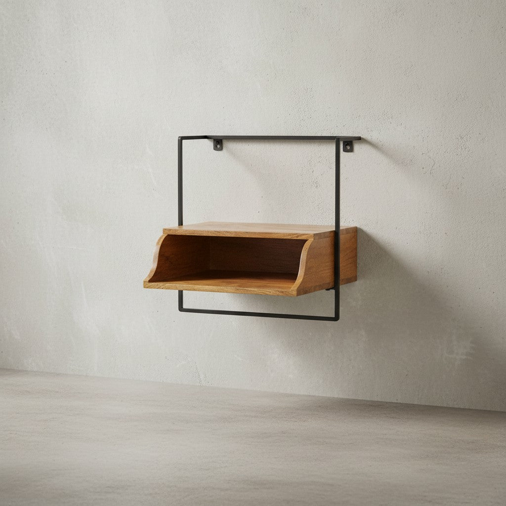 Wandkonsole_ Mango-Holz_ Industrial-Stil_ 44x45x35cm_ Boxspringbetten - KADIMA DESIGN_Größe_ 44x35x45 cm_
