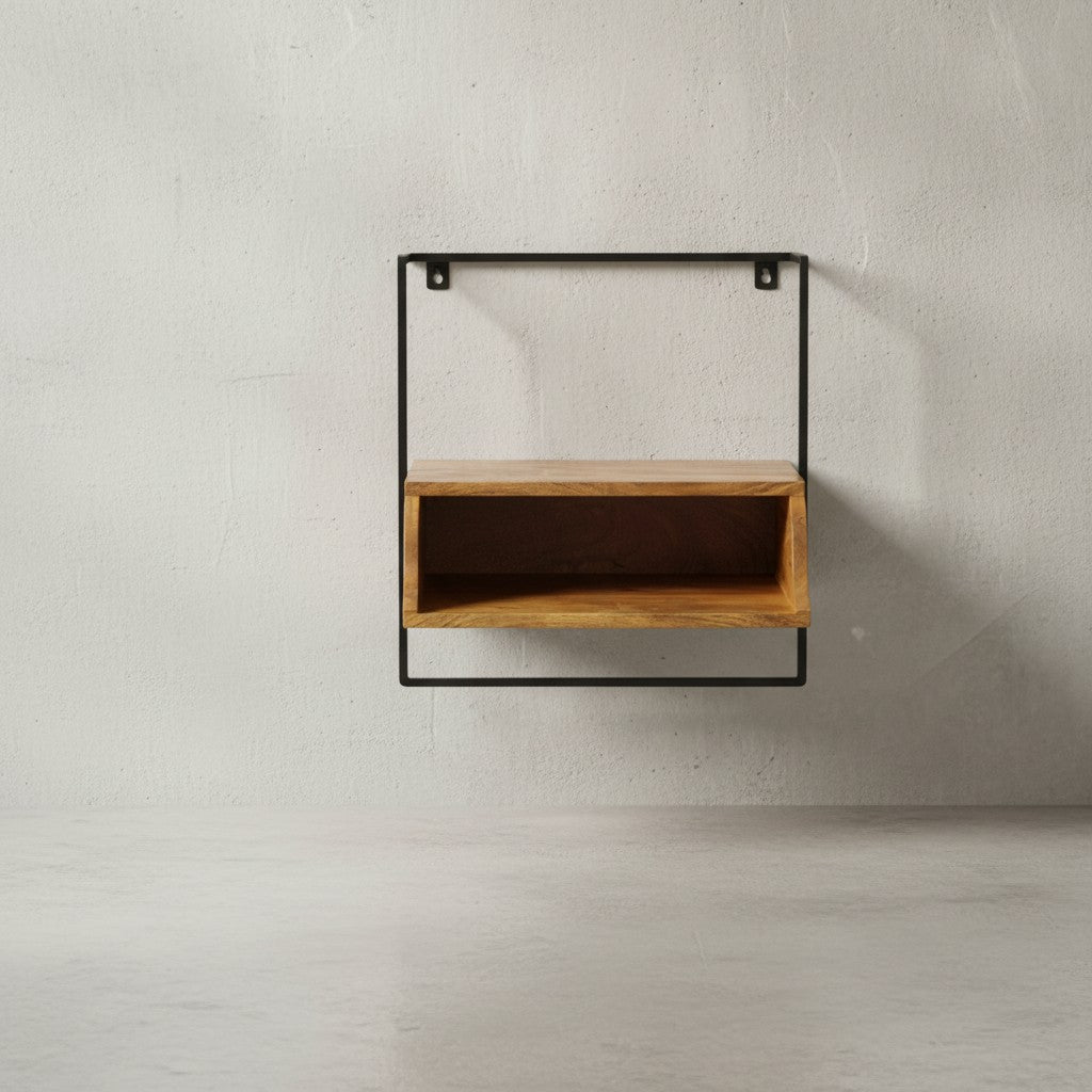 Wandkonsole_ Mango-Holz_ Industrial-Stil_ 44x45x35cm_ Boxspringbetten - KADIMA DESIGN_Größe_ 44x35x45 cm_