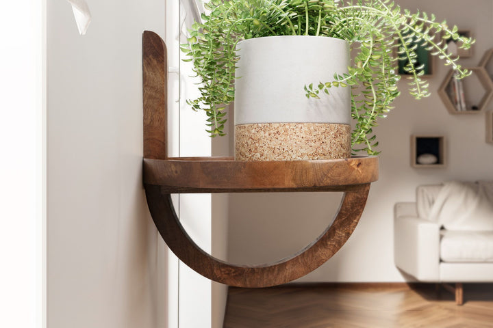 Wandregal Mango Massivholz Modern Stil 30x33x30 cm Rund