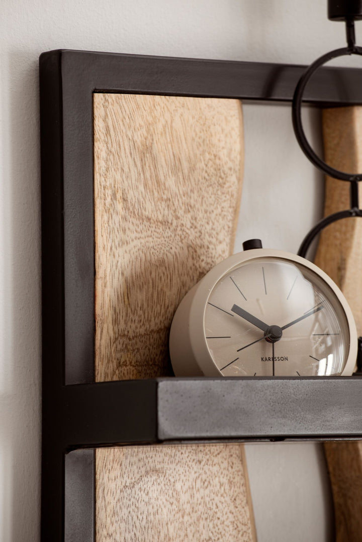 Wandregal Mango Massivholz Metall Industrial Stil 30x80x10 cm Rechteckig mit 4 Ablagen und Wellenmuster
