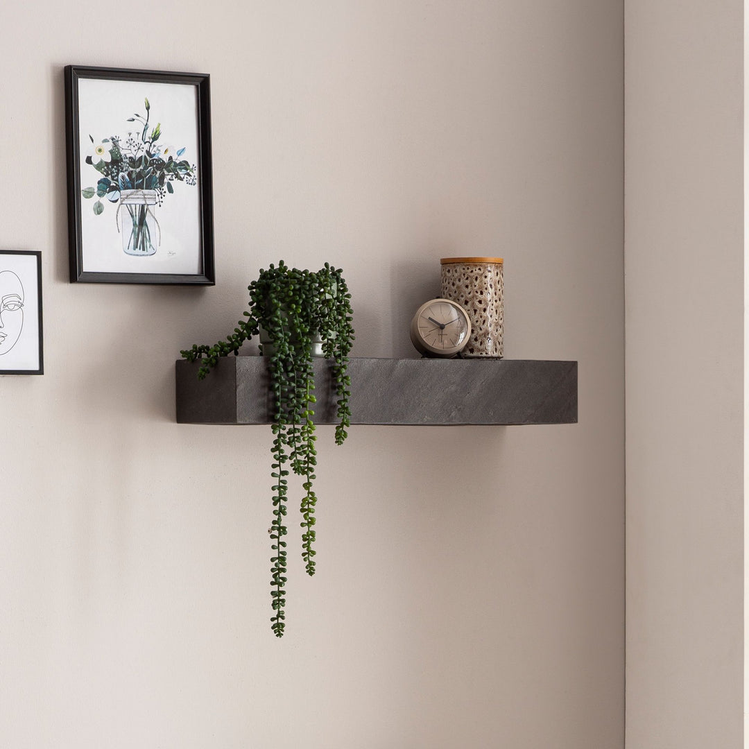 Wandregal Mango Massivholz Steinoptik Rechteckig Modern