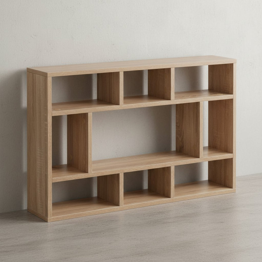 Wandregal MAGRA_ 9 Fächer_ Melaminharz-Beschichtung_ Spanplatte_ Sonoma Eiche_ 75x51x16 cm - KADIMA DESIGN_Farbe_ Beige_ Größe_ 75x16x51 cm_