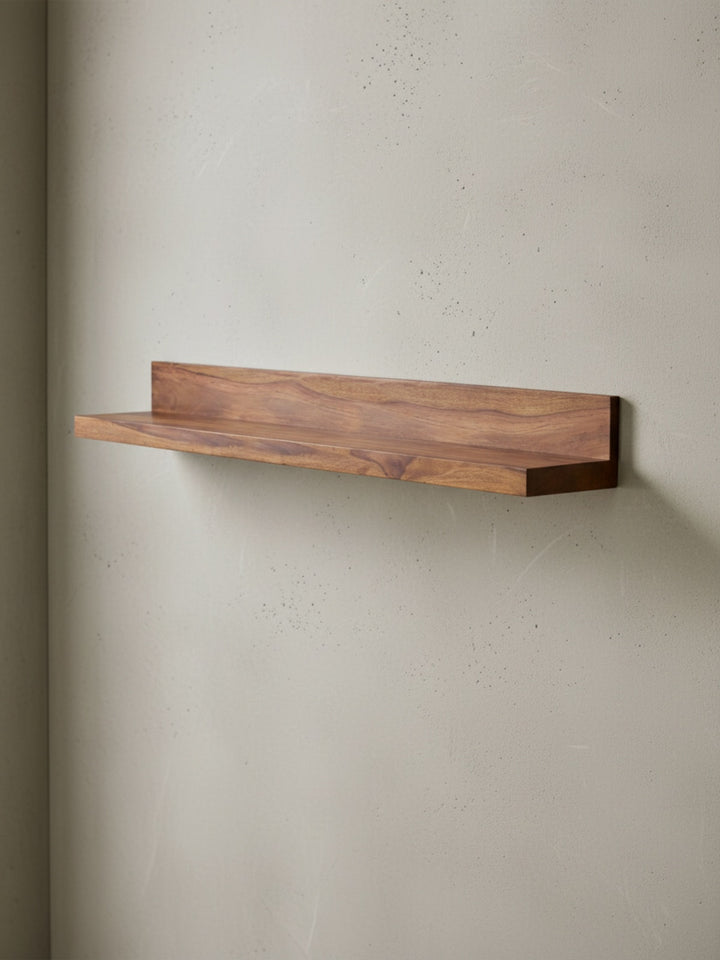 Wandregal Wood aus Massivholz Sheesham_ 140 cm_ nachhaltig_ starke Auflagefläche_ ideal für Wohnräume und Flure_ handgefertigt - KADIMA DESIGN_Größe_ 140x24x17 cm_