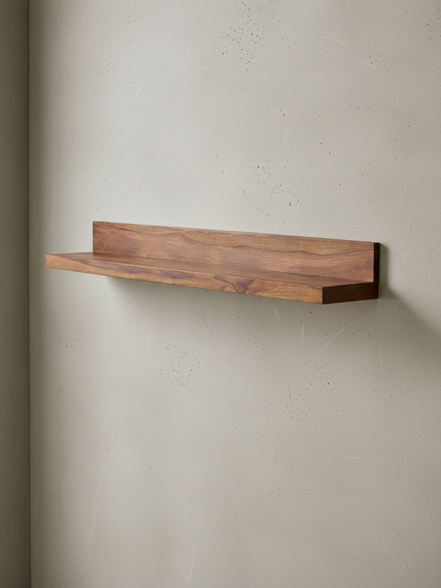 Wandregal Wood aus Massivholz Sheesham_ 140 cm_ nachhaltig_ starke Auflagefläche_ ideal für Wohnräume und Flure_ handgefertigt - KADIMA DESIGN_Größe_ 140x24x17 cm_