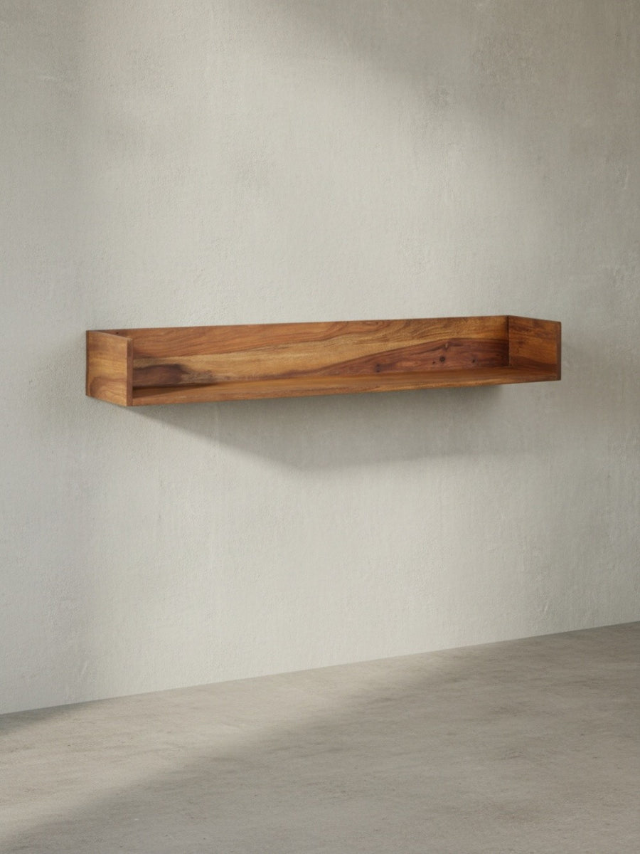Modernes Sheesham-Massivholz Wandregal_ Stilvolle Aufbewahrung - KADIMA DESIGN_Größe_ 120x20x15 cm_