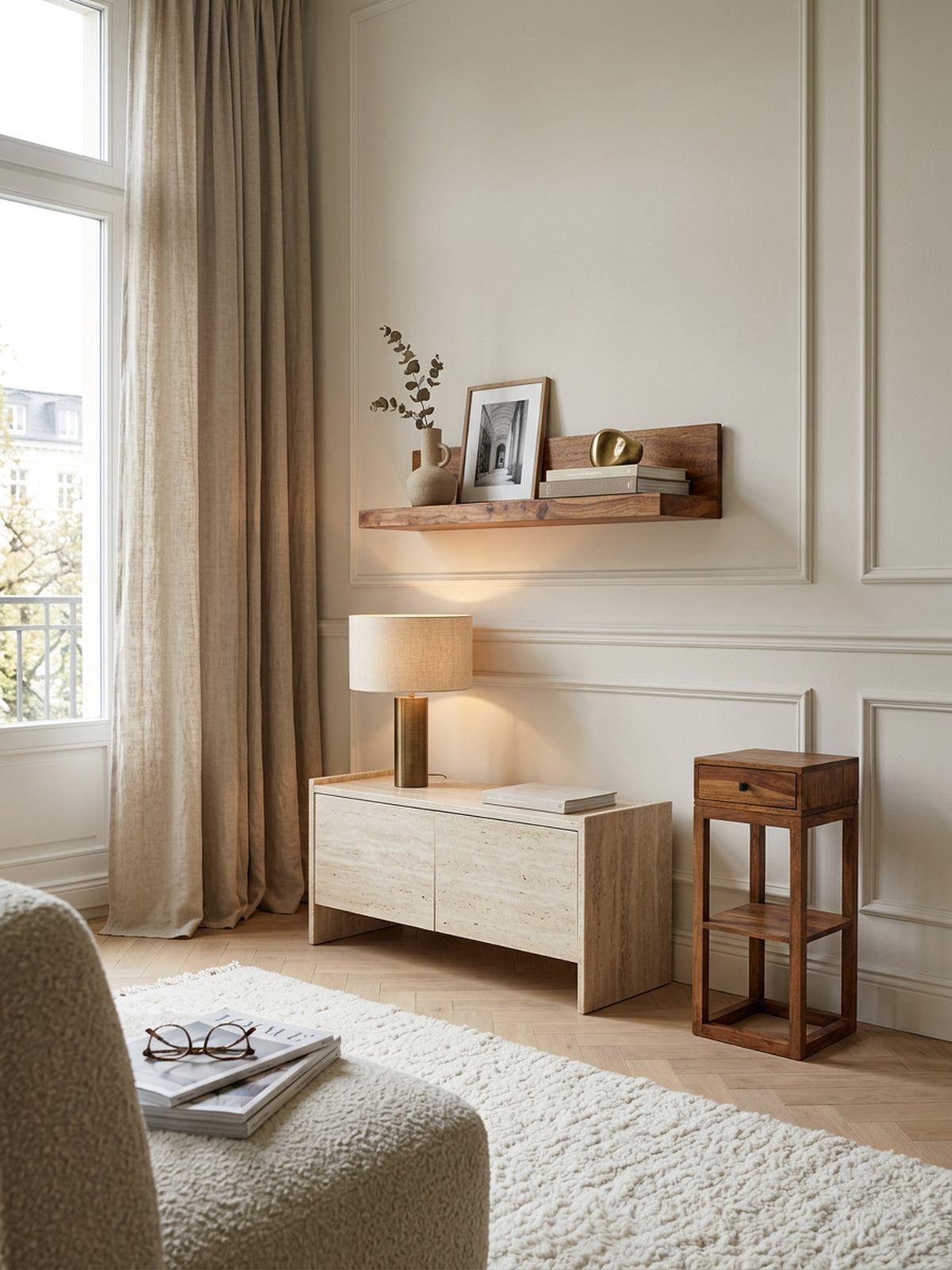 Wandregal NAKO Massivholz  Flexibles Landhaus-Design  verschiedene Größen  pflegeleicht - KADIMA DESIGN Farbe  Braun  Größe  60x23x17 cm