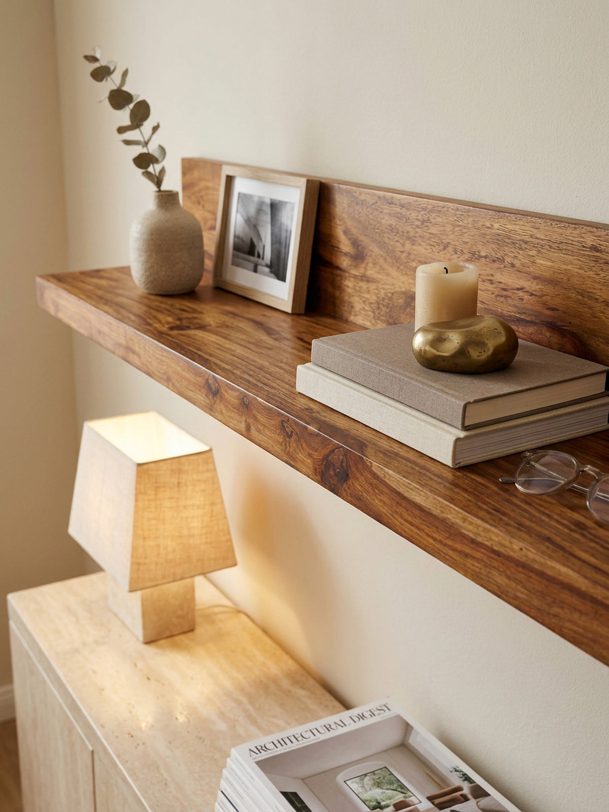 Wandregal NAKO Massivholz  Flexibles Landhaus-Design  verschiedene Größen  pflegeleicht - KADIMA DESIGN Farbe  Braun  Größe  60x23x17 cm