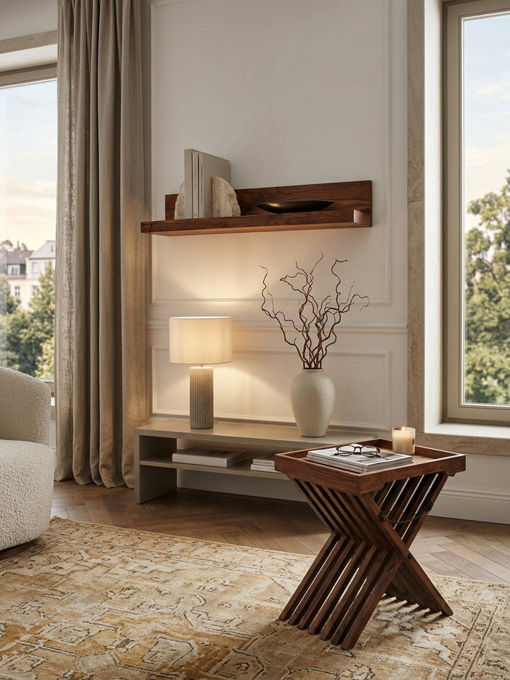 Wandregal NAKO Massivholz_ Flexibles Landhaus-Design_ verschiedene Größen_ pflegeleicht - KADIMA DESIGN_Farbe_ Braun_ Größe_ 80x23x17 cm_