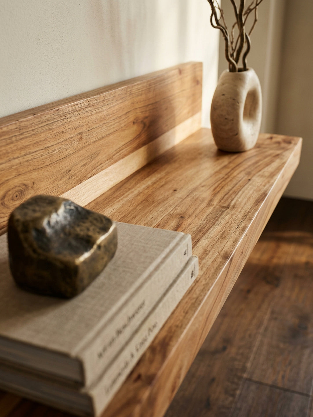 Wandregal NAKO Massivholz_ Flexibles Landhaus-Design_ verschiedene Größen_ pflegeleicht - KADIMA DESIGN_Farbe_ Beige_ Größe_ 80x23x17 cm_