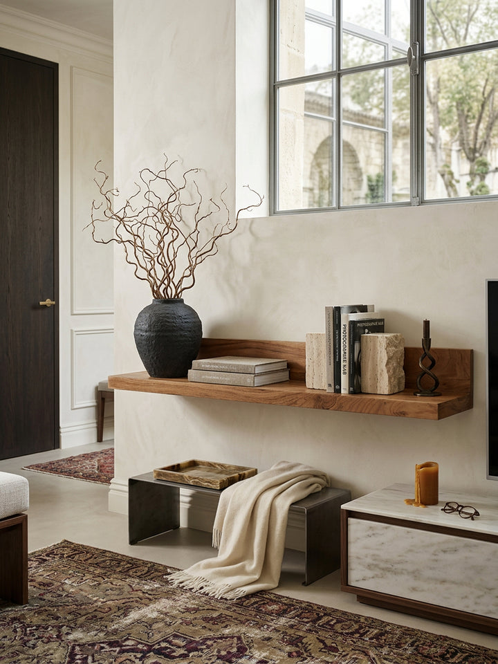 Wandregal NAKO Massivholz_ Flexibles Landhaus-Design_ verschiedene Größen_ pflegeleicht - KADIMA DESIGN_Farbe_ Beige_ Größe_ 110x24x17 cm_