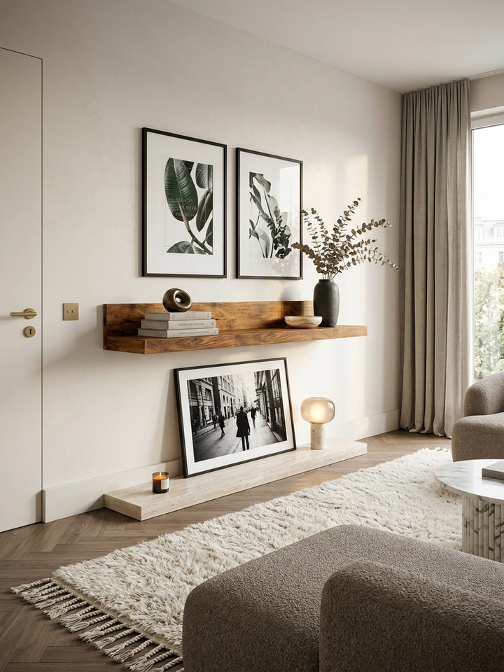 Wandregal NAKO Massivholz_ Flexibles Landhaus-Design_ verschiedene Größen_ pflegeleicht - KADIMA DESIGN_Farbe_ Braun_ Größe_ 160x24x17 cm_