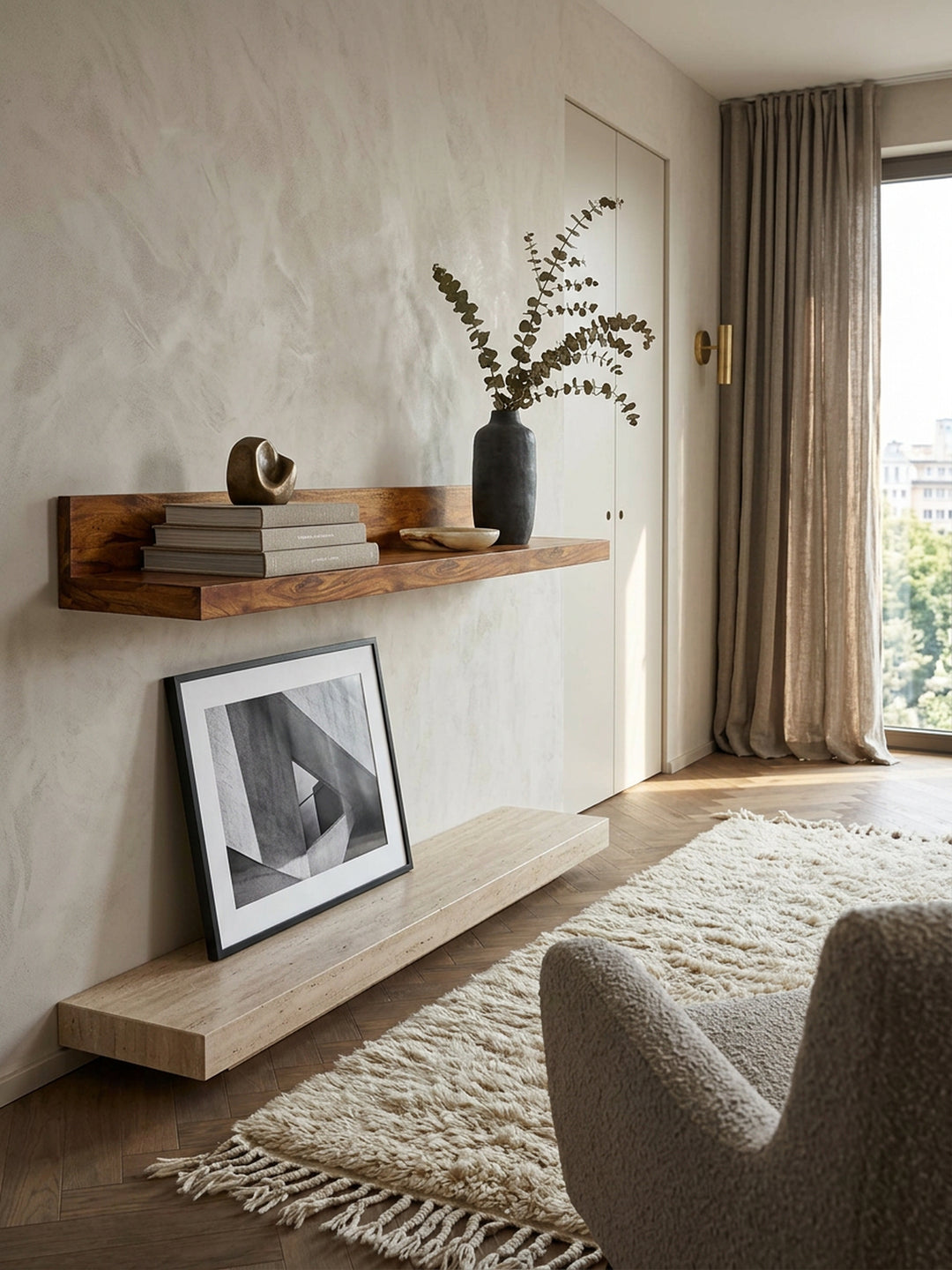 Wandregal NAKO Massivholz_ Flexibles Landhaus-Design_ verschiedene Größen_ pflegeleicht - KADIMA DESIGN_Farbe_ Braun_ Größe_ 160x24x17 cm_