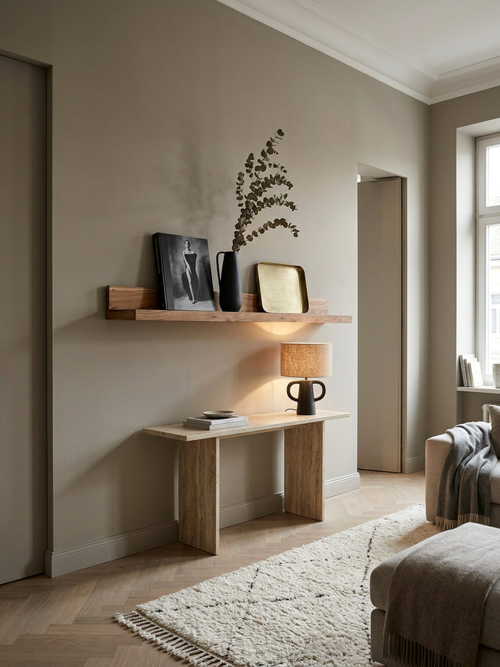 Wandregal NAKO Massivholz_ Flexibles Landhaus-Design_ verschiedene Größen_ pflegeleicht - KADIMA DESIGN_Farbe_ Beige_ Größe_ 160x24x17 cm_