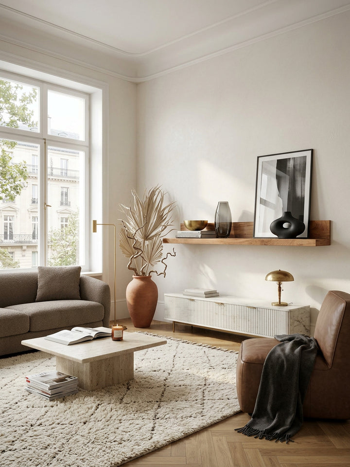 Wandregal NAKO Massivholz_ Flexibles Landhaus-Design_ verschiedene Größen_ pflegeleicht - KADIMA DESIGN_Farbe_ Beige_ Größe_ 160x24x17 cm_