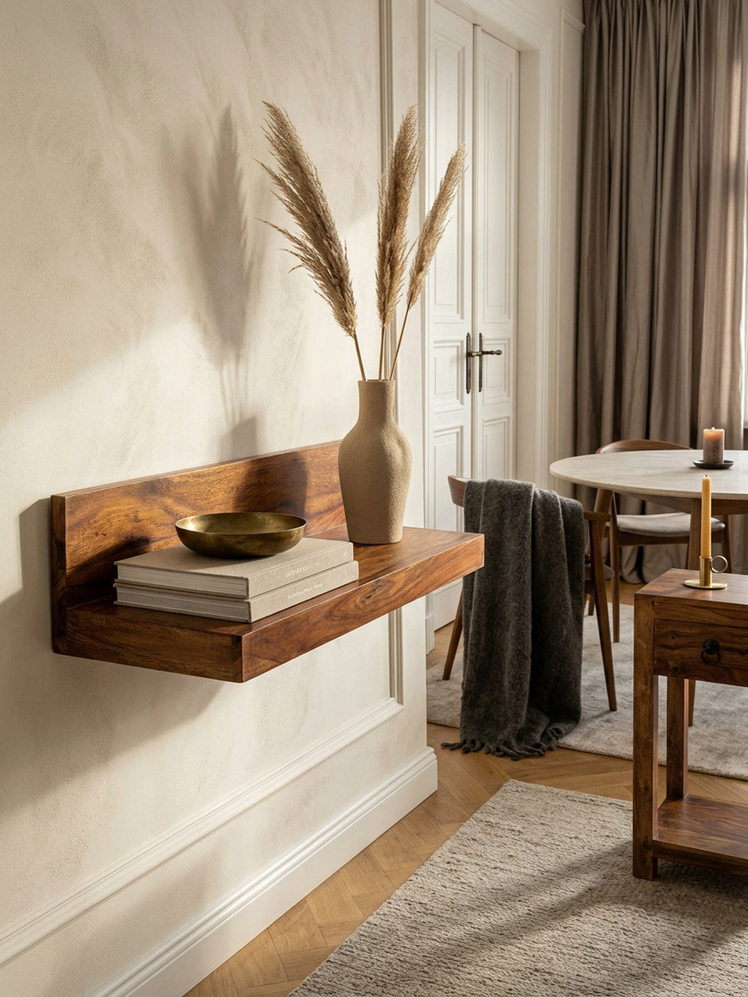 Wandregal NAKO Massivholz_ Flexibles Landhaus-Design_ verschiedene Größen_ pflegeleicht - KADIMA DESIGN_Farbe_ Braun_ Größe_ 60x23x17 cm_