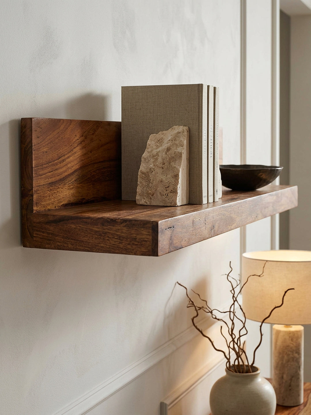 Wandregal NAKO Massivholz_ Flexibles Landhaus-Design_ verschiedene Größen_ pflegeleicht - KADIMA DESIGN_Farbe_ Braun_ Größe_ 80x23x17 cm_