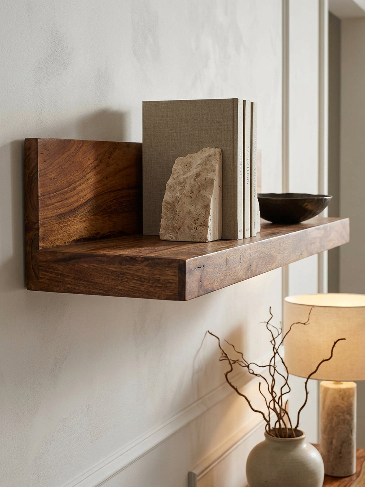 Wandregal NAKO Massivholz_ Flexibles Landhaus-Design_ verschiedene Größen_ pflegeleicht - KADIMA DESIGN_Farbe_ Braun_ Größe_ 80x23x17 cm_