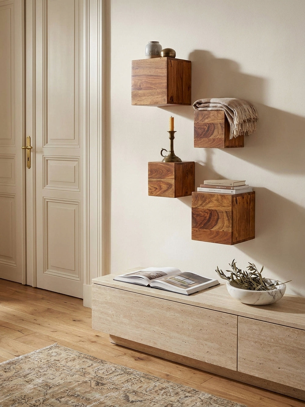 Wandregal Sheesham Massivholz natur 25x25x25 cm Wohnidee Wohnzimmer Einrichtungsidee stilvoll kombinieren Design Möbel Inspiration Wohnen Interior Zuhause modern hochwertig elegant Premium_
