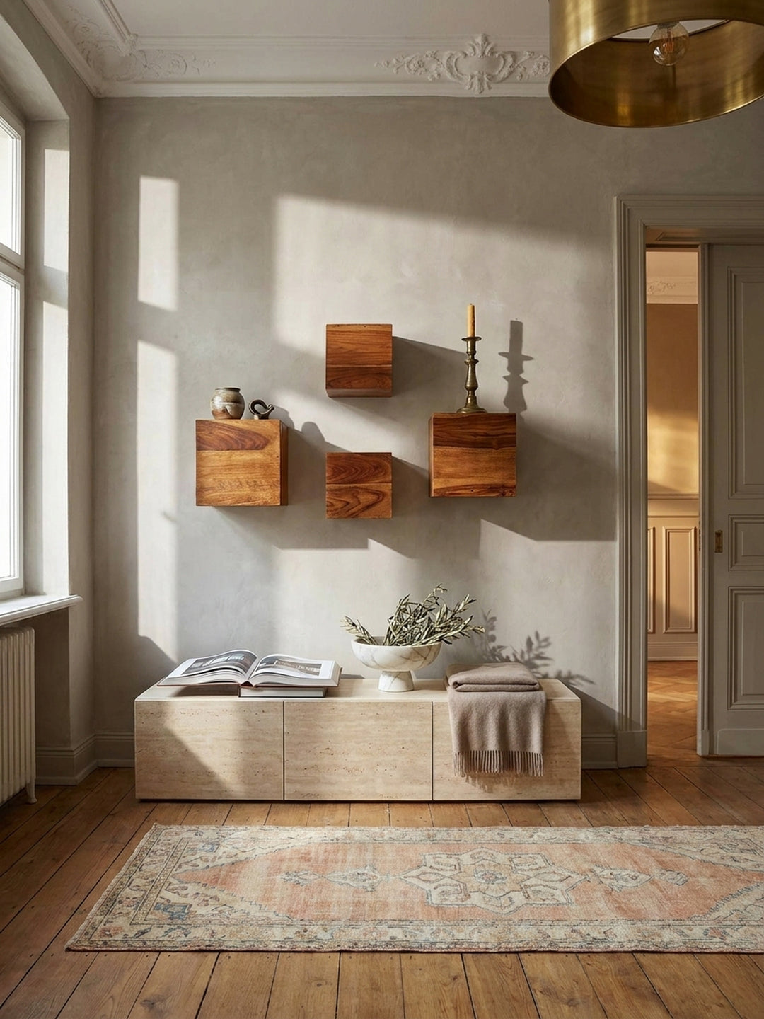 Wandregal Sheesham Massivholz natur 25x25x25 cm in modernem Wohnzimmer Einrichtung Design Möbel hochwertig modern stilvoll einrichten Wohnen Interior Zuhause elegant Premium robust langlebig_