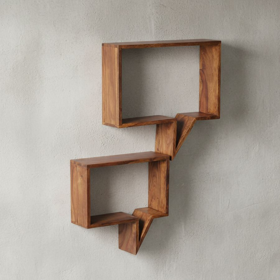 Wandregal Set NAKO Massivholz_ Zeitungsablage_ Sprechblasen Design_ inkl. Montagematerial - KADIMA DESIGN_Farbe_ Braun_ Größe_ 50x13x49 cm_