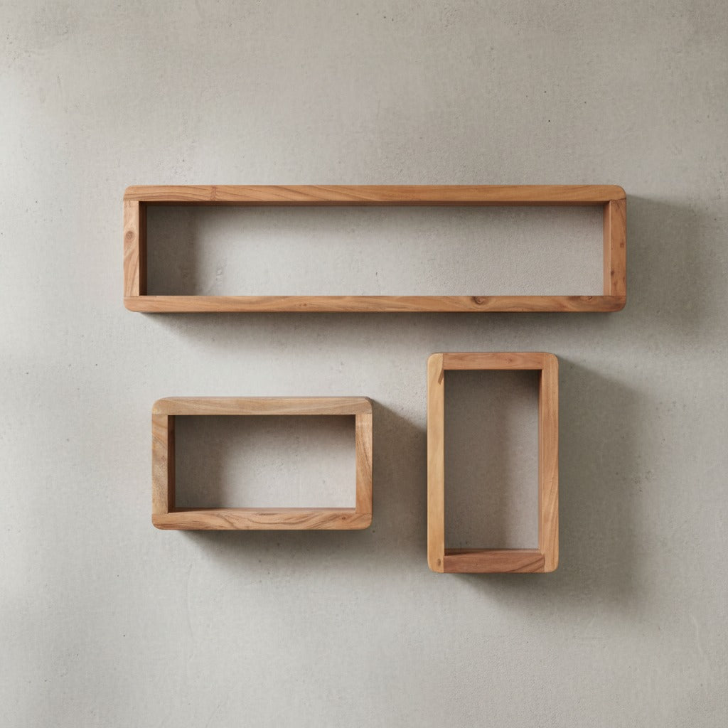 Wandregal Set TEKO CUBES Massivholz Abgerundete Ecken