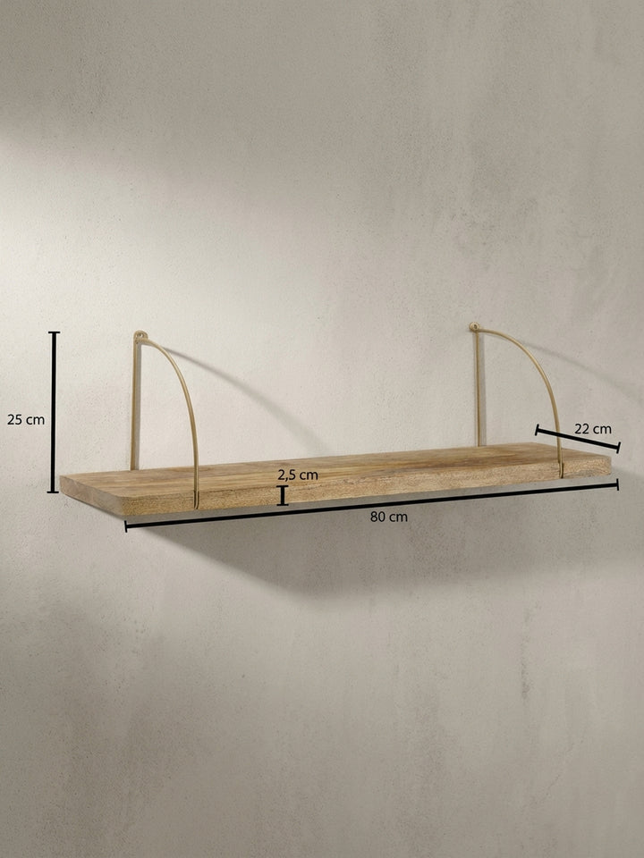 Technische Zeichnung des Wandregals mit exakten Maßen: Breite 80 cm, Höhe 25 cm und Tiefe 22 cm, ideal für die Planung im Wohnzimmer oder Flur._